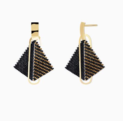 گوشواره دراپ میخی هندسی