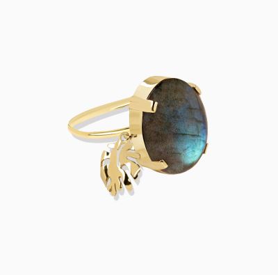 انگشتر تک سنگ اویز دار برگ