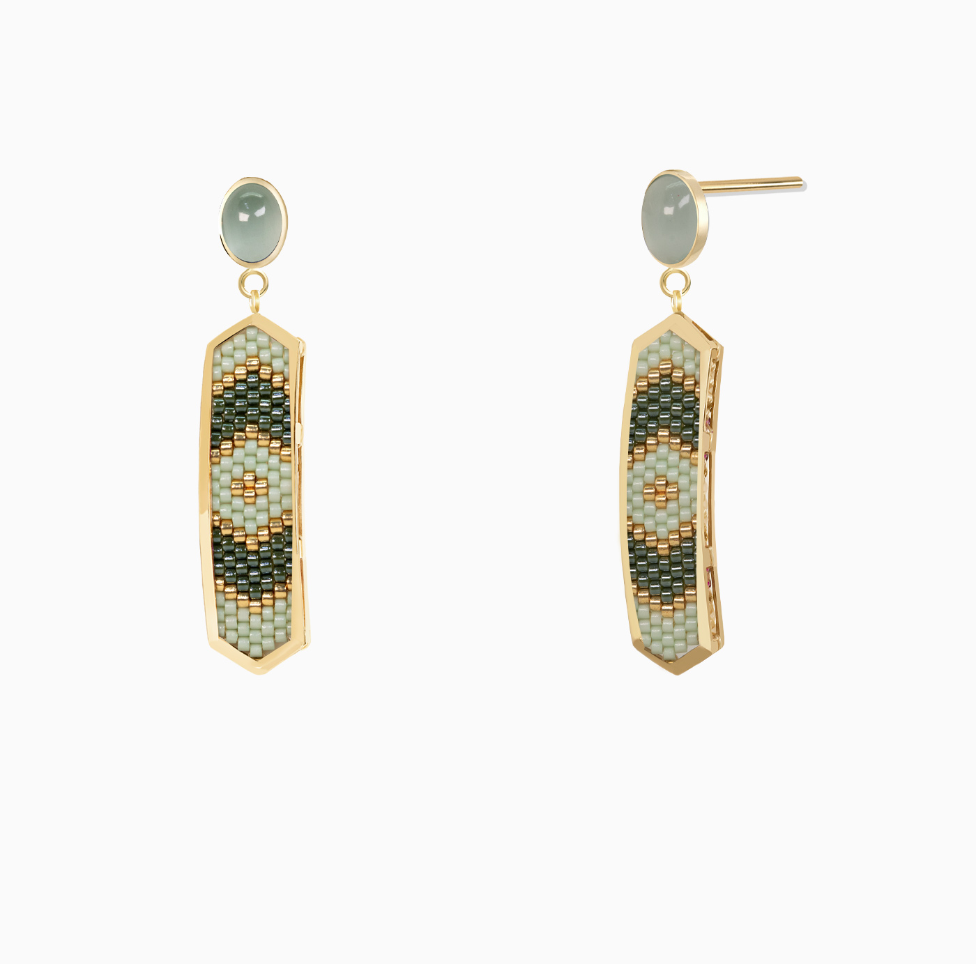 گوشواره دراپ میخی هندسی