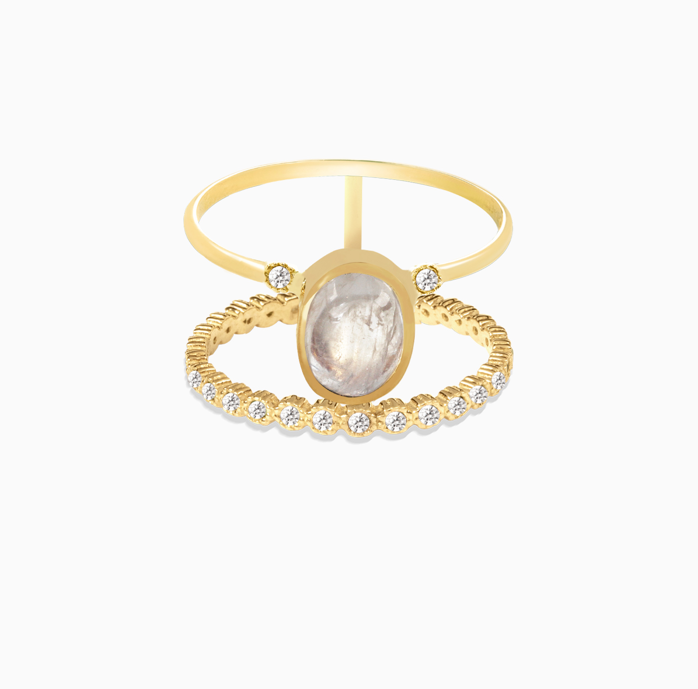 انگشتر دو رینگی نگین