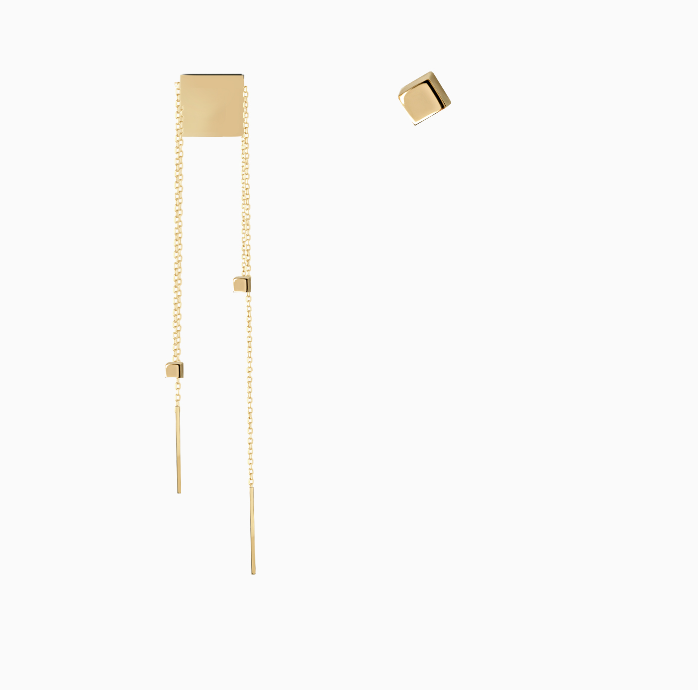 گوشواره نامتقارن میخی مربع