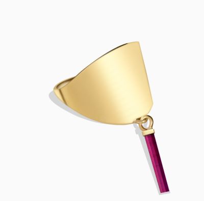 انگشتر تک سنگ آویزدار هندسی