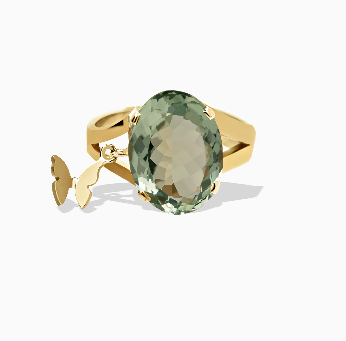 انگشتر تک سنگ آویز دار پروانه