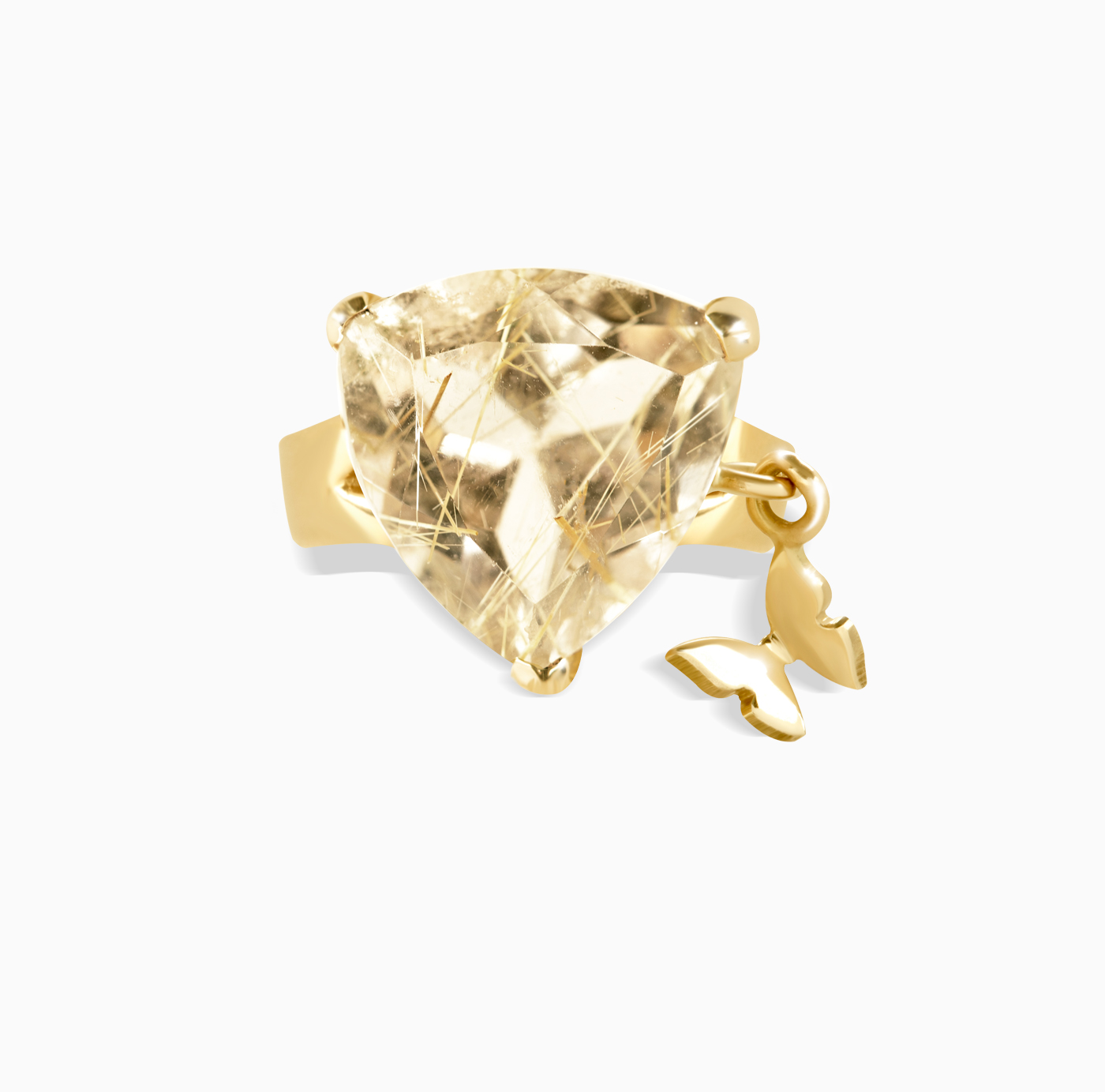 انگشتر تک سنگ آویز دار پروانه