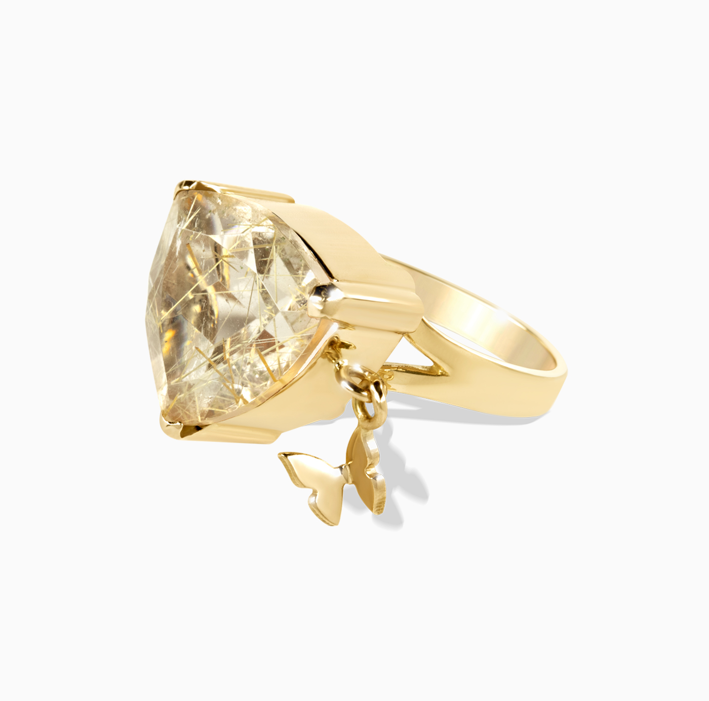 انگشتر تک سنگ آویز دار پروانه