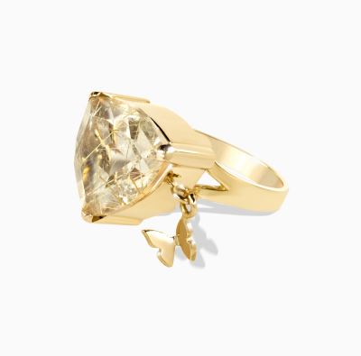 انگشتر تک سنگ آویز دار پروانه